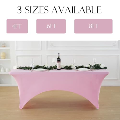 2 Pack 6ft Light Pink Spandex Tablecloth (2 Count)