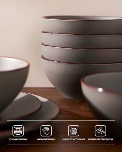 Venus Stoneware Dinnerware Sets with Pasta Bowls (24 Count)
