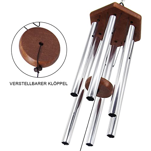 Memorial Wind Chimes for Outside 30 inch Silver Sympathy Gift Decor Chime