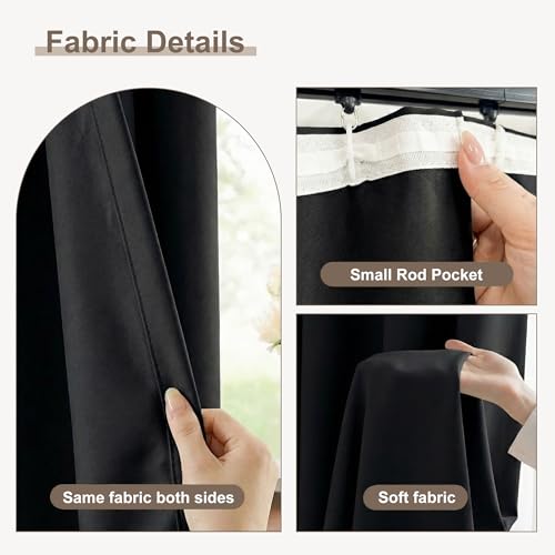 Blackout Curtains for Bedroom Room Darkening Curtains for Living Room Ceiling Door Curtain（Black Drape 1 Panel