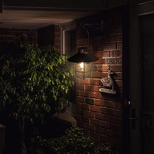 Solar Lantern Outdoor Hanging Light Metal Solar Lamp with Warm White Edison Bulb Design for Garden Yard Patio Proch Decor