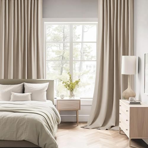 Taupe Back Tab Blackout Curtains 52x84 Inch Length 2 Panels Set (2 Count)