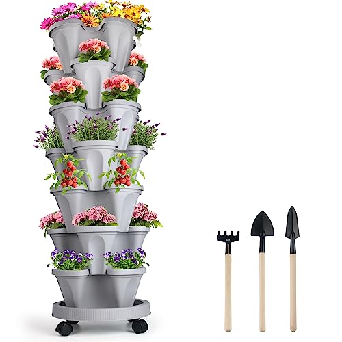 Stackable Planter with Removable Wheels and Tools