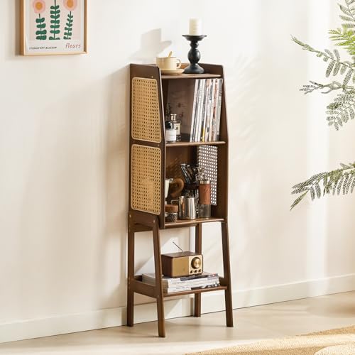 Bamboo Rattan Bookcase with Cabinet