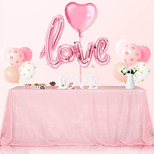 Sequin Tablecloth 60x120 Inch Pink for Birthday Wedding Party