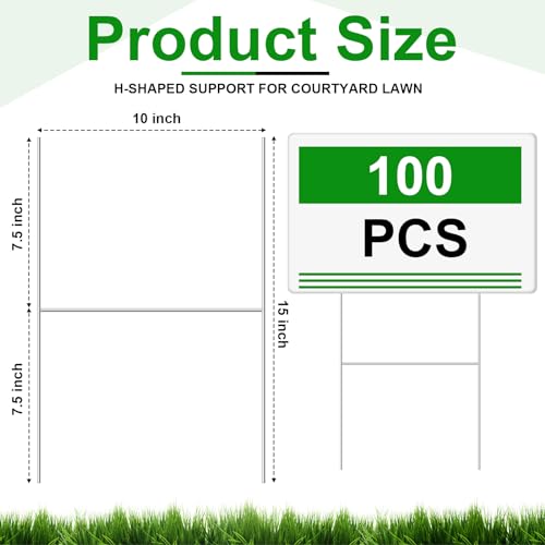 100 Pcs Yard Sign Stakes Metal 15"x10" H Frame for Outdoor Lawn (100 Count)