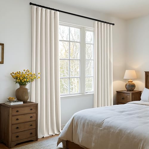 100% Blackout Back Tab Pleat Linen Curtains 50" Wx92 L (2 Count)