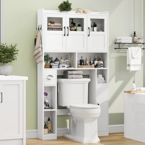 Farmhouse Over The Toilet Cabinet with 3 Acrylic Doors