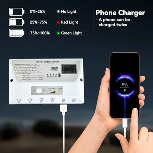 Solar Powered Indoor & Outdoor Pendant Lights with 4 LED Bulbs