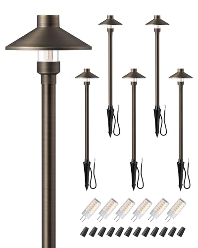 Solid Brass Low Voltage Landscape Lighting with G4 Bulbs 6 Pack (6 Count)
