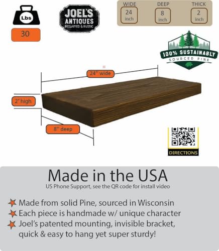 24 Inch Wooden Floating Shelves for Wall