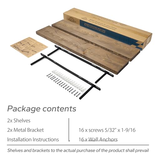 30 inch Distressed Walnut Floating Shelves for Wall (2 Count)