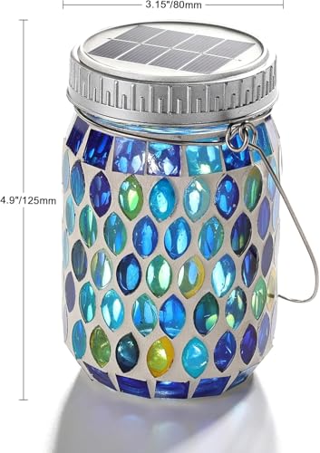 6 Pack Mosaic Lanterns Outdoor Waterproof with 215% Larger Solar Panel (6.02 Count)