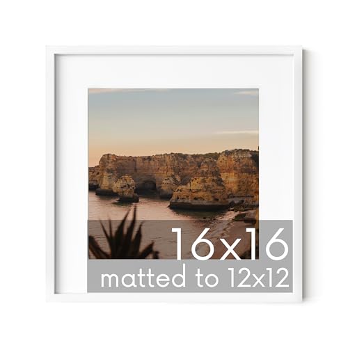 16x16 White Metal Frame Matted to 12x12