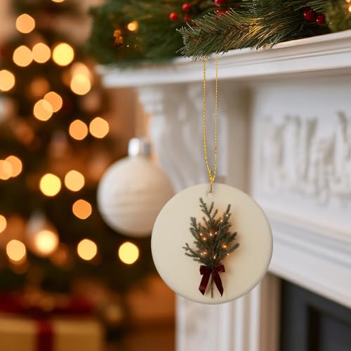 Vintage Christmas Pine Branch Ceramic Ornament Gifts