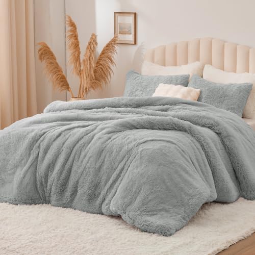 Grey Fluffy Comforter Set Twin