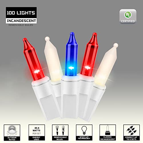 100LIGHTS RED White and Blue Extra (100 Count)