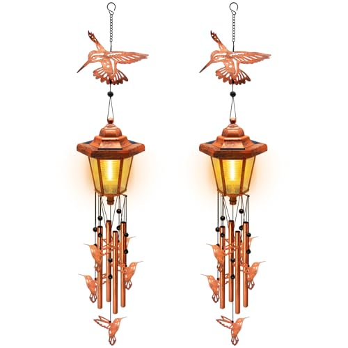2 Pack Solar Hummingbird Wind Chimes