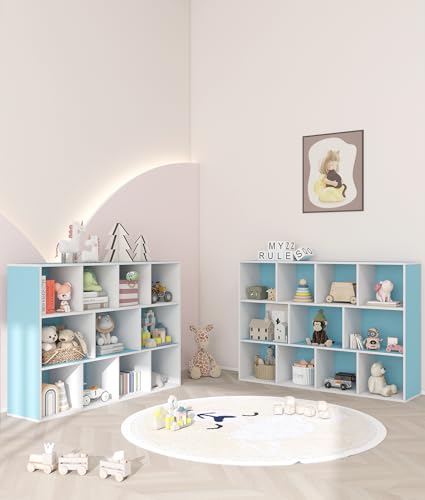 11 Cube Blue Kids Bookshelf and Toy Organizer
