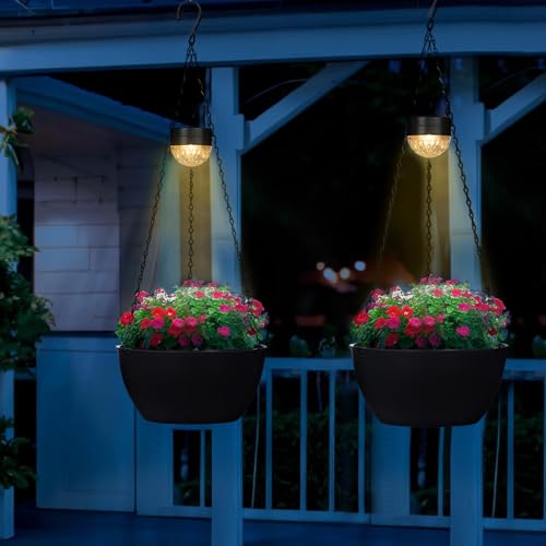 2 Pack Solar Hanging Planters for Plants Outdoor (2 Count)
