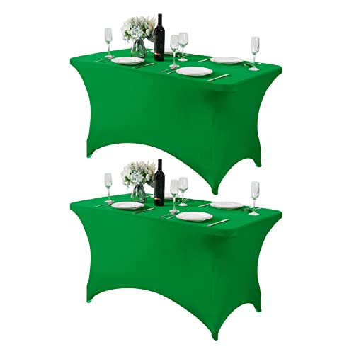 2Pack Spandex Table Cover for 4FT or 6ft or 8ft Table Universal Fitted Stretch Tablecloth for Party (2 Count)