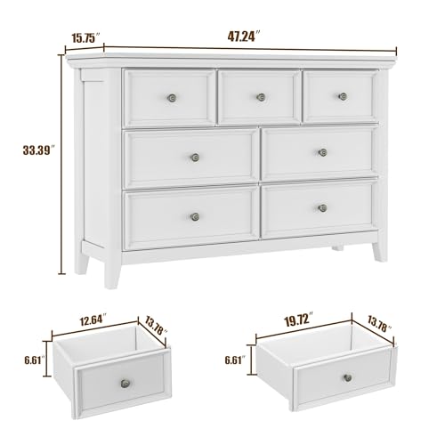 White 7 Drawer Dresser