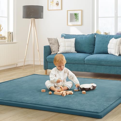 Baby Play Mat for Floor Nursery Rug Muscle Mat Area Rug Playroom Rug 50"x50" Playpen Mat Elastic Foam 1.3" Thick Crawling Mat for Babies
