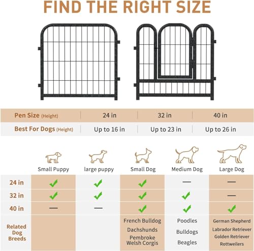 Metal Dog Playpen 32in H 32 Panels Heavy Duty Dog Fence