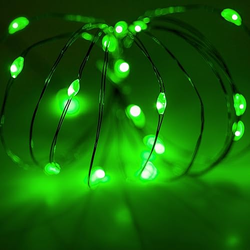 4 Pack Fairy Lights Battery Operated Halloween String Lights Timer Green (4 Count)