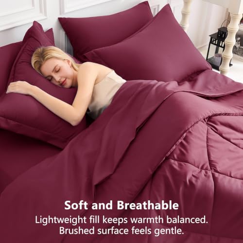 Twin XL Comforter Set 68"x88" Burgundy