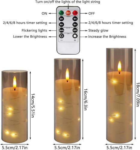 24 Pack Flameless Candles with Embedded Star String Fairy Lights