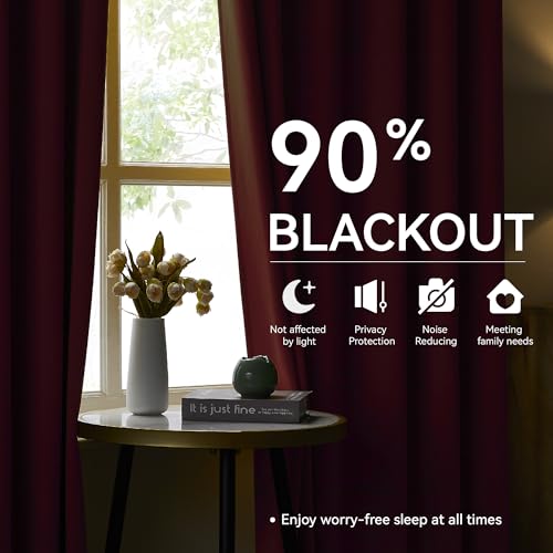 Pinch Pleat Blackout Curtains 108 Inches Long for Hall Windows