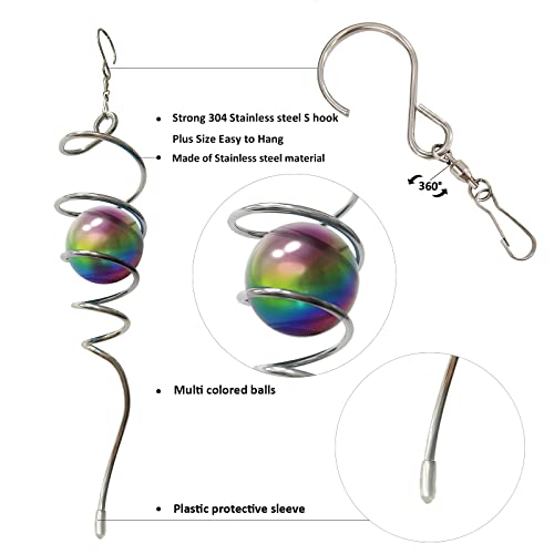 Multi Color Wind Spinner Tail Gazing Ball Spiral Decorative Wind Spinners Sun Catcher Visual Illusion Wind Spinner Stabilizer Indoor Outdoor Garden Decoration