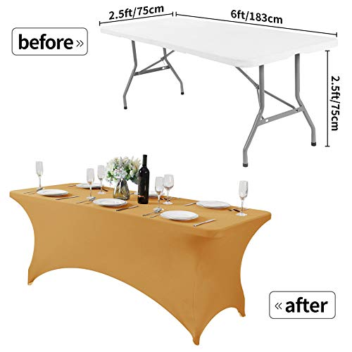 2Pack Spandex Table Cover for 6Ft or 4fT or 8ft Table Universal Fitted Stretch Tablecloth for Party