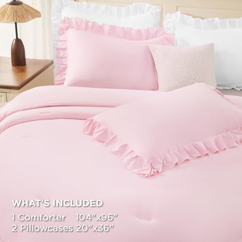 Pink Ruffle California King Comforter Set