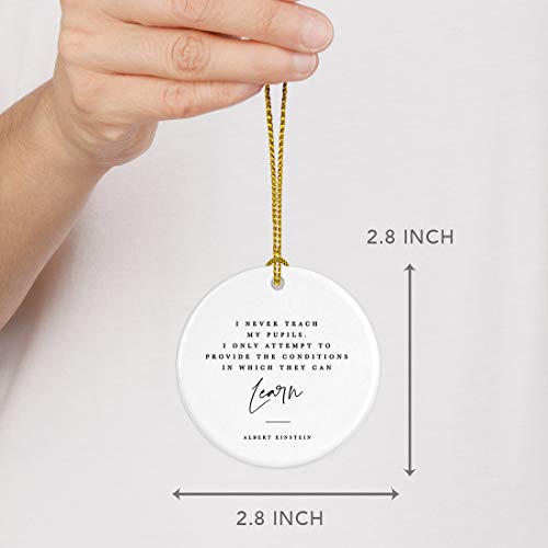 Round Ceramic Porcelain Christmas Tree Ornament for Teacher Thank You Gift