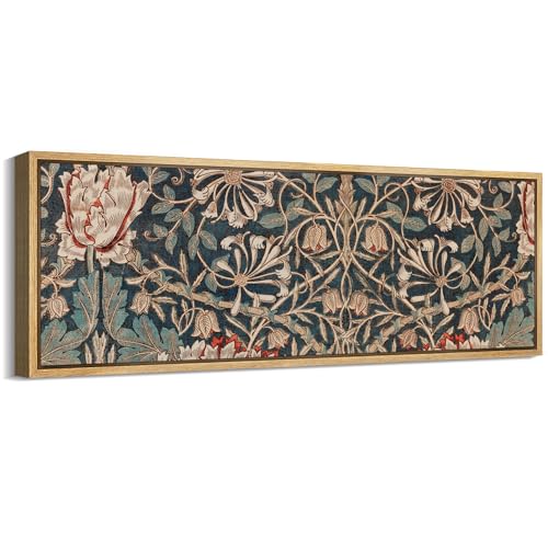Large Framed Canvas Print Wall Art Botanical Elegance Victorian Style Floral Antique Retro Fine Art Illustrations Decorative Colorful for Bedroom
