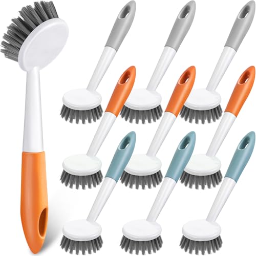 12 Pack Long Handle Dish Scrub Brush Stiff Bristles (12 Count)