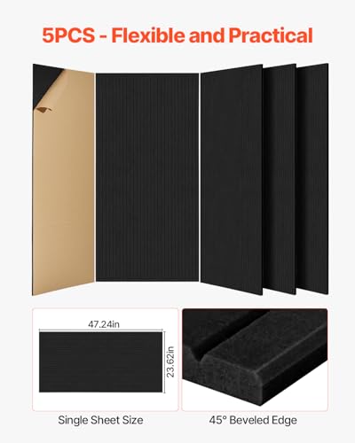5 Pack Acoustic Panels with Self Adhesive