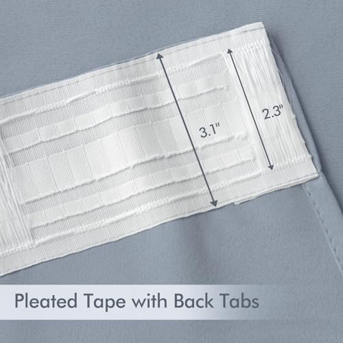 Light Blue Back Tab Blackout Curtains 52x90 Inch Long 2 Panels Set (2 Count)