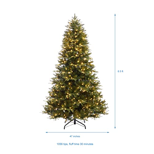 Traditional 6.5ft Prelit Artificial Christmas Tree with 1292 Branch Tips