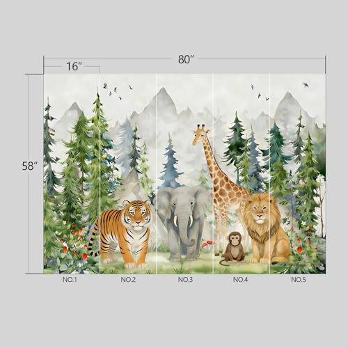 Nursery Wildlife Forest wall Mural Peel and Stick Wallpaper for Bedroom Living Room