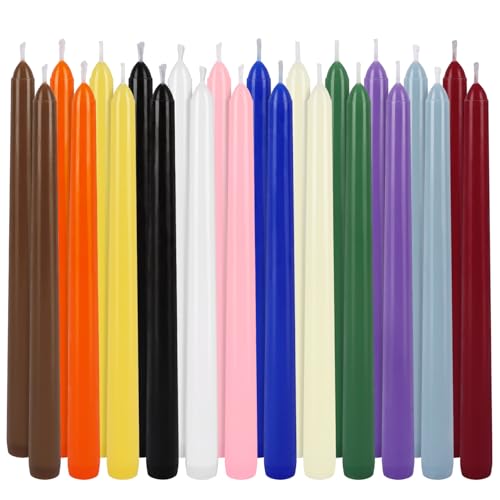 24 Pack 10" Tall Colored Taper Candles (24 Count)