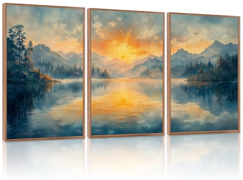 KAlRNE Sunset Mountain Canvas Wall Art