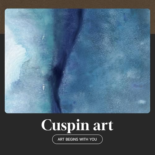 Large Framed Blue Gold Abstract Wall Art for Living Room (3 Count)