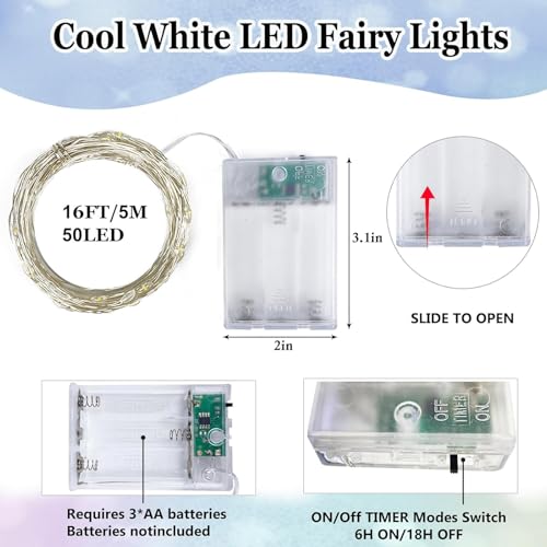 4 Pack Fairy Lights Battery Operated 16FT 50 LED String Lights Cool White (4 Count)
