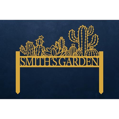Personalized Cactus Metal Garden Sign