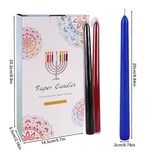 24 Pack 10" Tall Colored Taper Candles (24 Count)