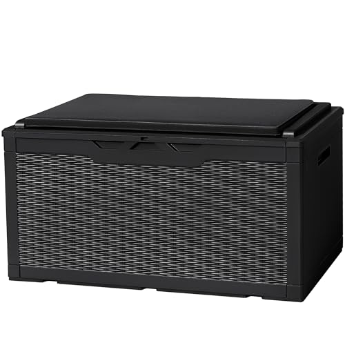 Deck Box 98 Gallon Waterproof Resin Storage Box with Cushion