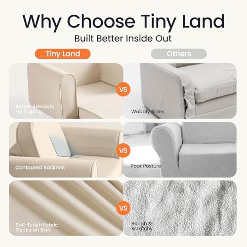 2-in-1 Foldable Kids Couch with Pocket Soft Thick Toddler Sofa